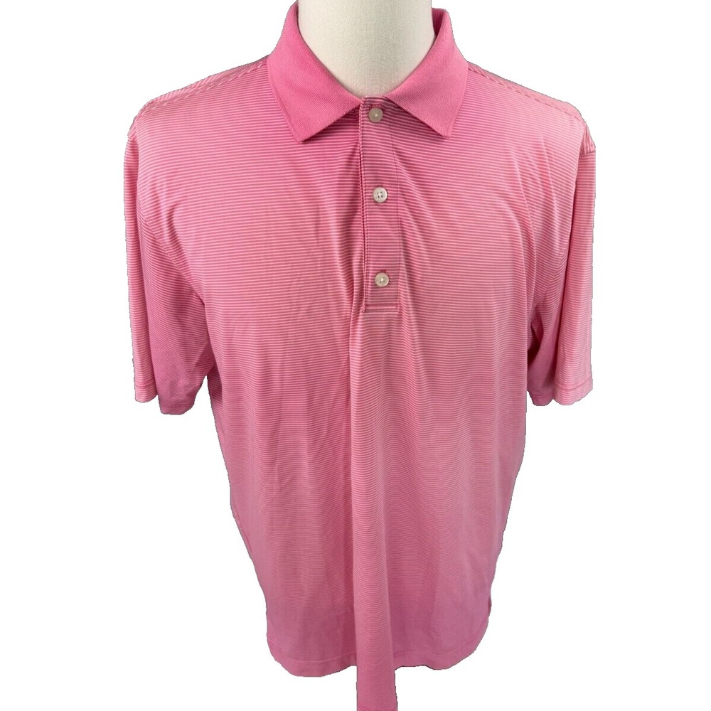 FootJoy Mens ProDry Golf Polo Shirt Pink‎ Striped Short Sleeve Large